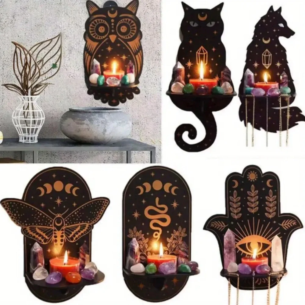NIP! Black & Gold Crystal & Gemstone Wall Mounted Display Shelves! You Pick ONE!